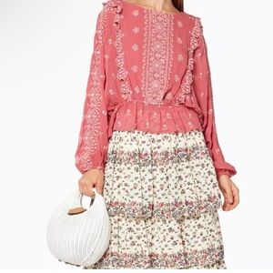 NWT LoveShackFancy Nellie Embroidered top in tea rose
